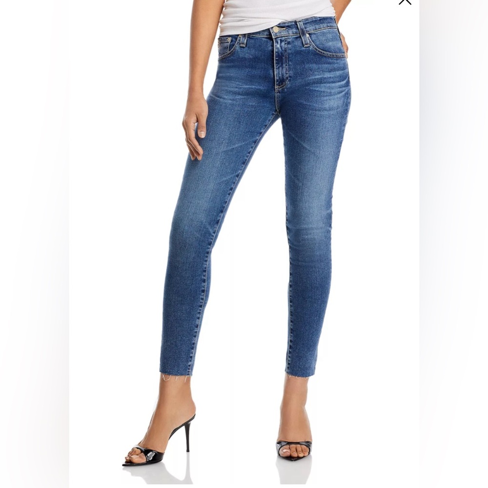 AG Adrian Goldschmied Farrah High Rise Raw Hem Ankle Skinny Jeans Size 28 ❤️